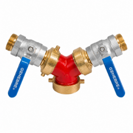 Derivación 63,5 mm Hembra a Dos Salidas 44,5 mm Macho con Llave de Latón IRAM 3508